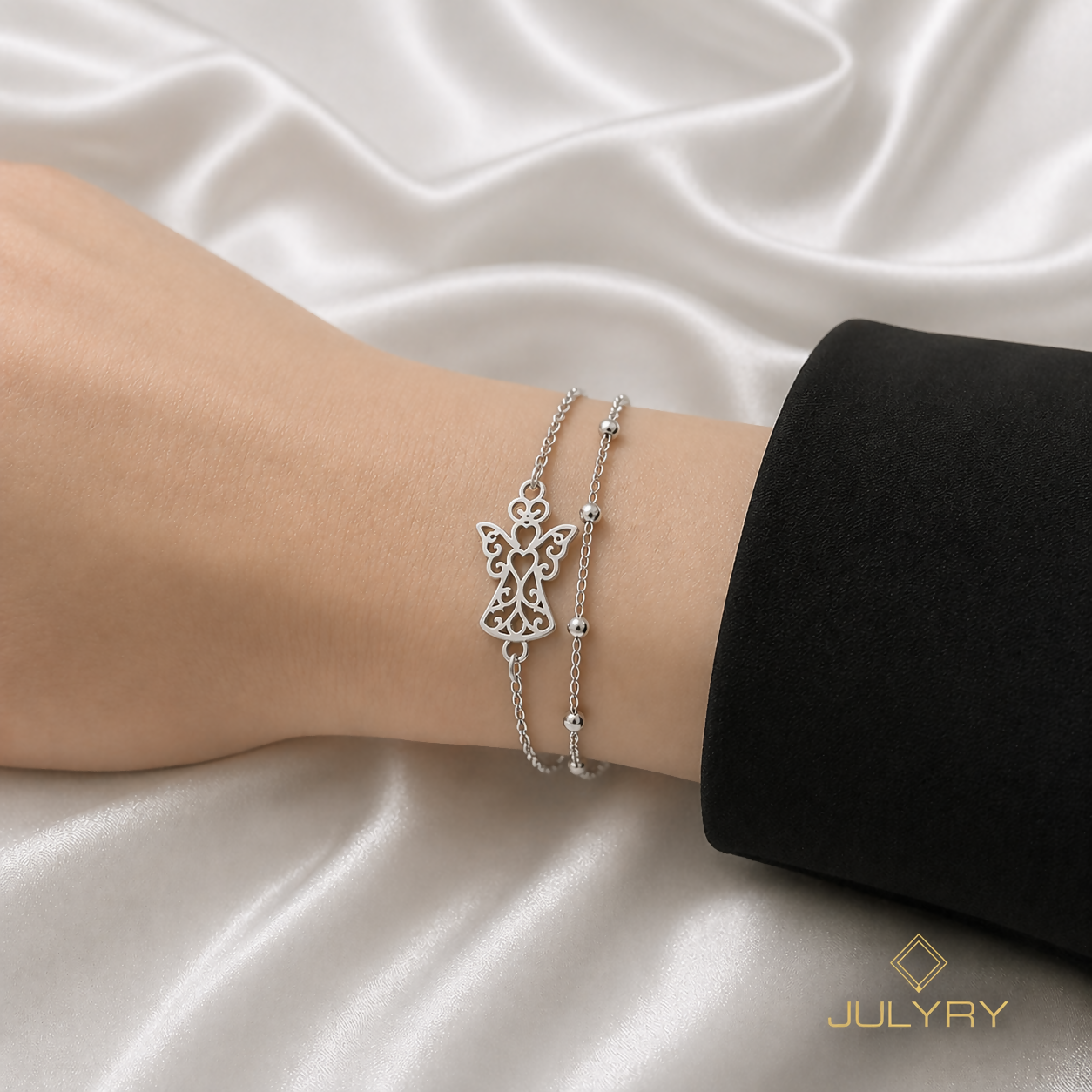 Pulsera angelito doble en plata 925/950
