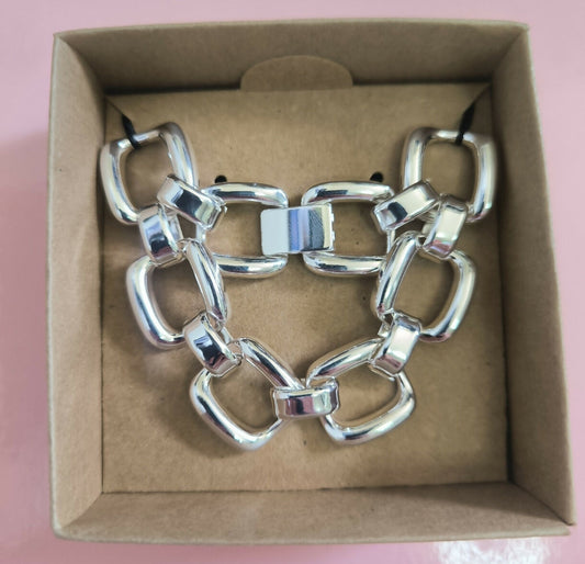 Pulsera Chunky 1 en Acero Plateado