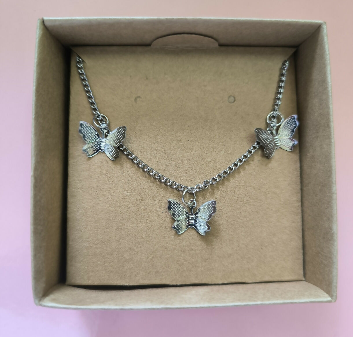Collar Mariposas 3 en Acero Plateado