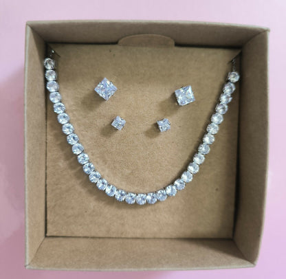 Set Aretes y Pulsera Circones en Acero Plateado