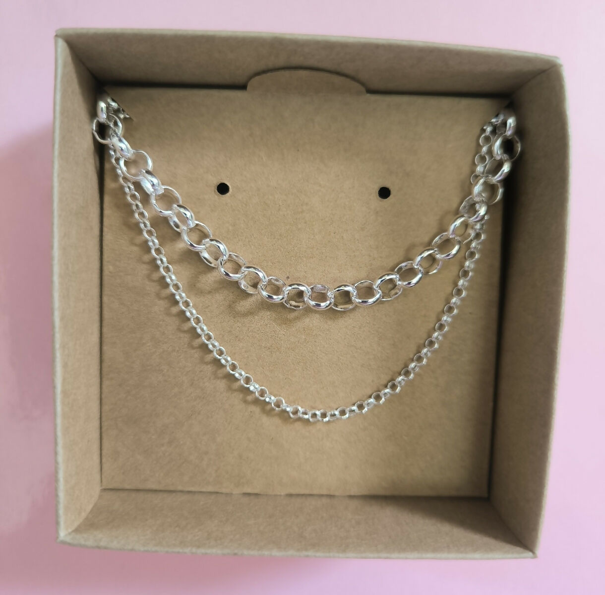 Set Pulsera y Cadena Rolo en Plata