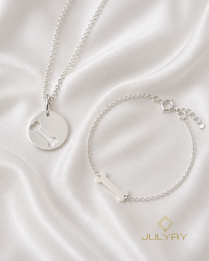 Collar y pulsera huesito en plata 925/950