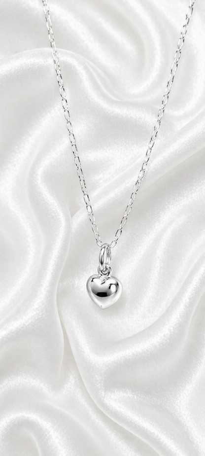 Collar corazón bombita en plata 925/950