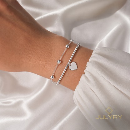 Pulseras 2 corazón en plata 925/950