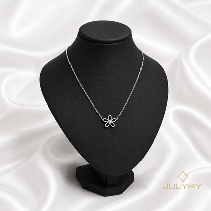 Collar flor con punto de luz en plata 925/950