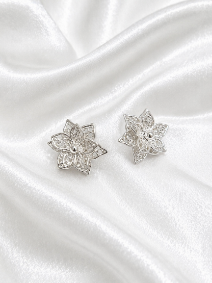 Aretes rosas 1 en plata 925/950